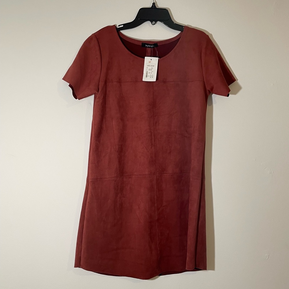 Suede burnt red dress NWT